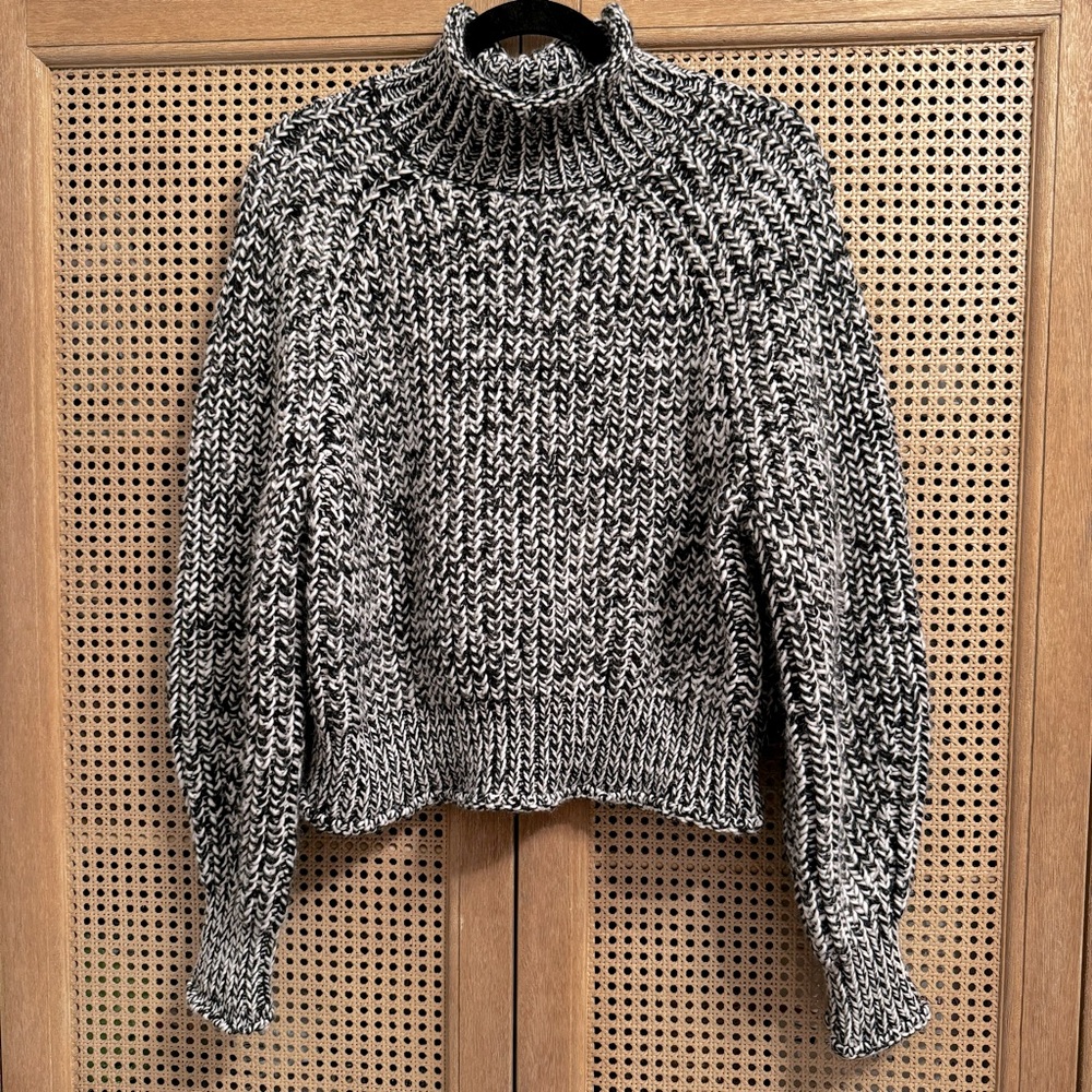 H&M Sweater Chunky Pullover Wool Blend  black/ white Size L